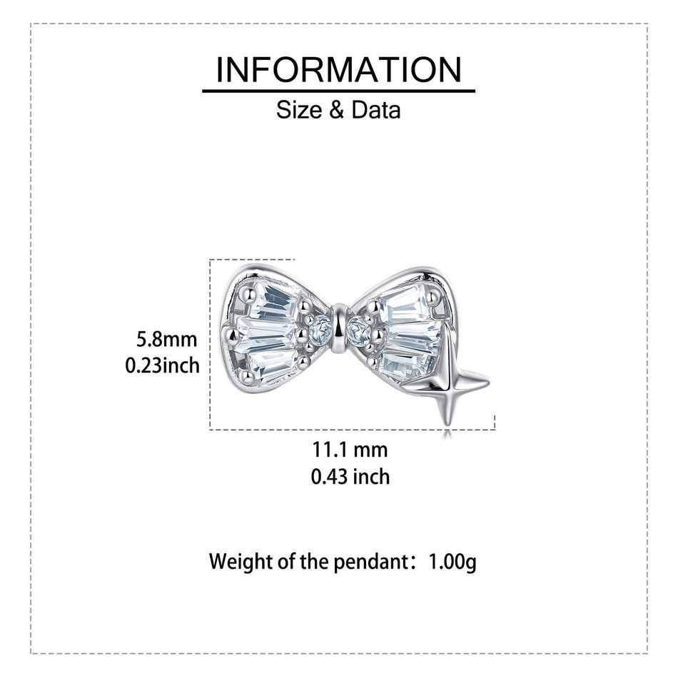 925 Sterling Silver Elegant Zircon Bow Earrings In Plated with White Gold