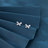 925 Sterling Silver Elegant Butterfly Zircon Earrings In Sterling Silver