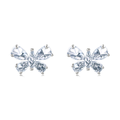 925 Sterling Silver Elegant Butterfly Zircon Earrings In Sterling Silver