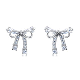925 Sterling Silver Elegant Zircon Bow Earrings In Plated with White Gold