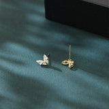 925 Sterling Silver Butterfly Zircon Earrings In 18k Plated With Gold