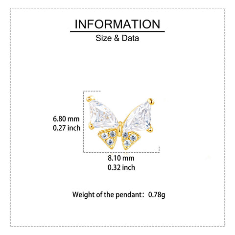 925 Sterling Silver Butterfly Zircon Earrings In 18k Plated With Gold