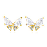 925 Sterling Silver Butterfly Zircon Earrings In 18k Plated With Gold
