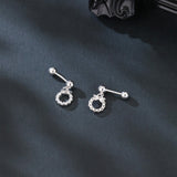 925 Sterling Silver Elegant Silver Bow Earrings With Zircon Accents