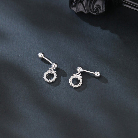 925 Sterling Silver Elegant Silver Bow Earrings With Zircon Accents