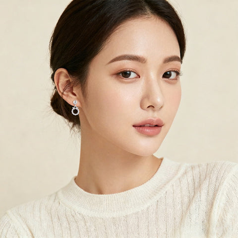 925 Sterling Silver Elegant Silver Bow Earrings With Zircon Accents