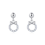 925 Sterling Silver Elegant Silver Bow Earrings With Zircon Accents