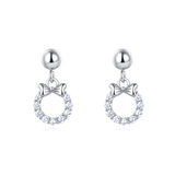 925 Sterling Silver Elegant Silver Bow Earrings With Zircon Accents