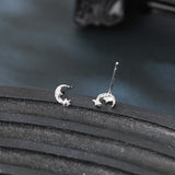 925 Sterling Silver **silver Crescent Moon Earrings With Star-studded Crystal Accents**