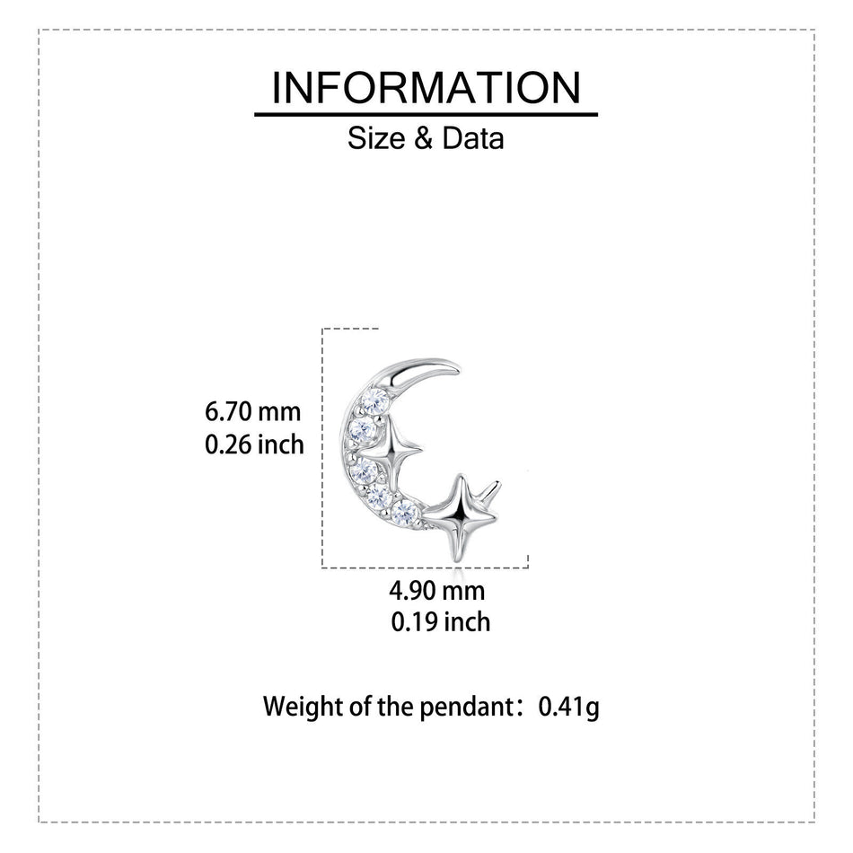 925 Sterling Silver **silver Crescent Moon Earrings With Star-studded Crystal Accents**