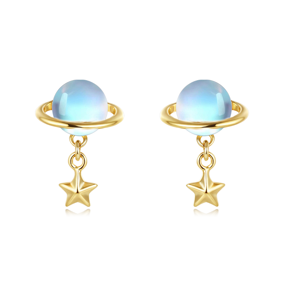 925 Sterling Silver Celestial Elegance Plated With Gold-plated Star Drop Earrings
