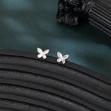 925 Sterling Silver Symmetric Silver Butterfly Earrings: Elegant Metallic Jewelry Design
