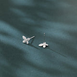 925 Sterling Silver Symmetric Silver Butterfly Earrings: Elegant Metallic Jewelry Design