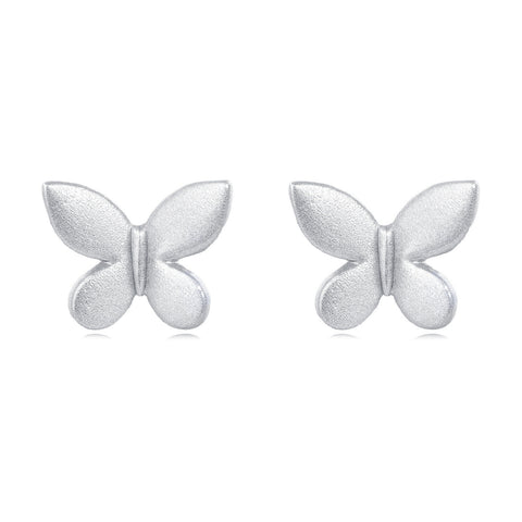 925 Sterling Silver Symmetric Silver Butterfly Earrings: Elegant Metallic Jewelry Design