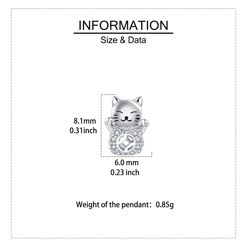 925 Sterling Silver Silver Zircon Lucky Cat Earrings ¨C Adorable Charm With Sparkling Accents