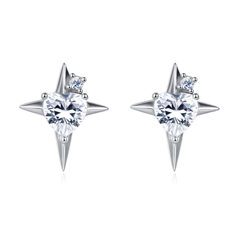 925 Sterling Silver **starlight Heart Zircon Earrings