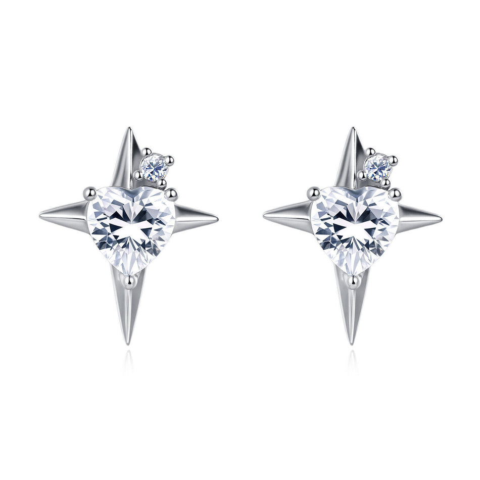 925 Sterling Silver **starlight Heart Zircon Earrings