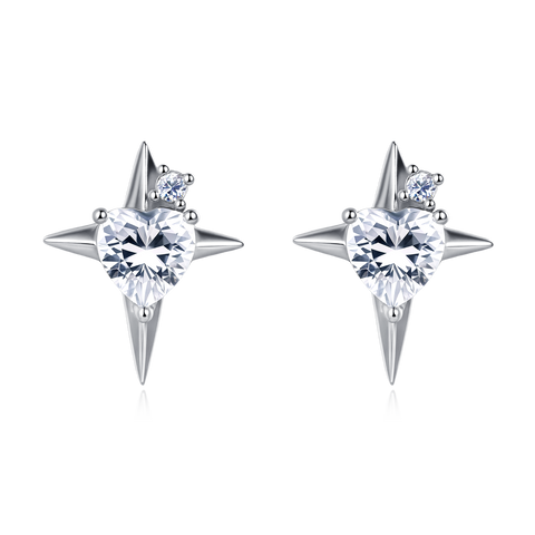 925 Sterling Silver **starlight Heart Zircon Earrings