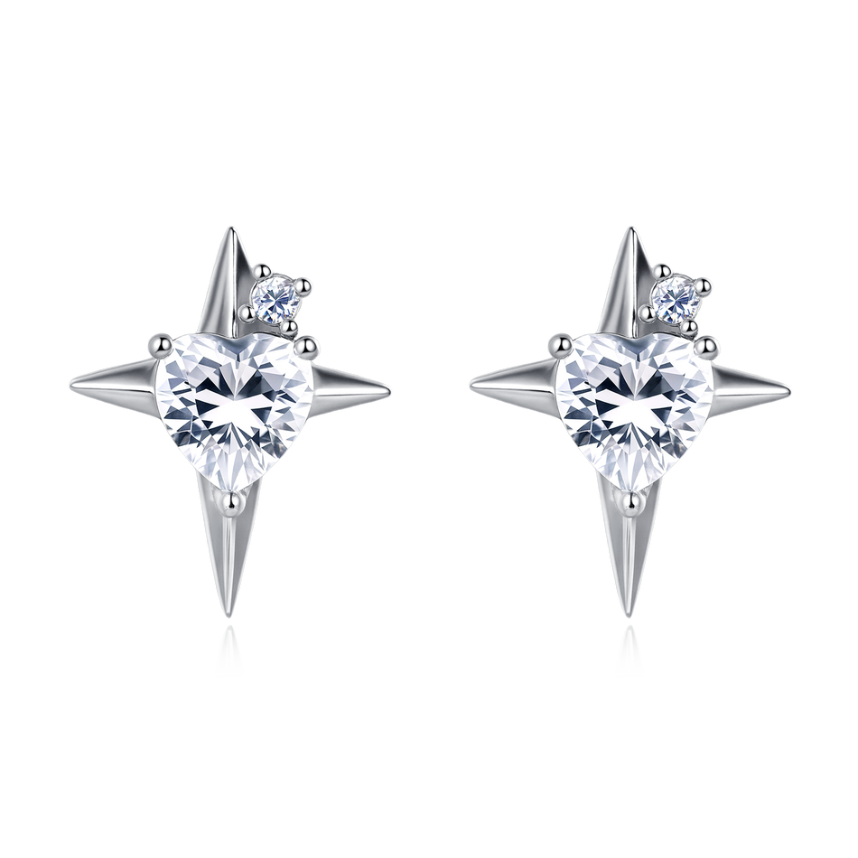 925 Sterling Silver **starlight Heart Zircon Earrings