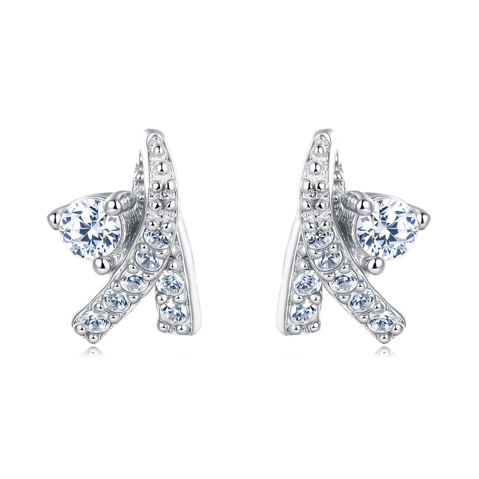 925 Sterling Silver Elegant Silver Starfish Earrings With Zircon Accents