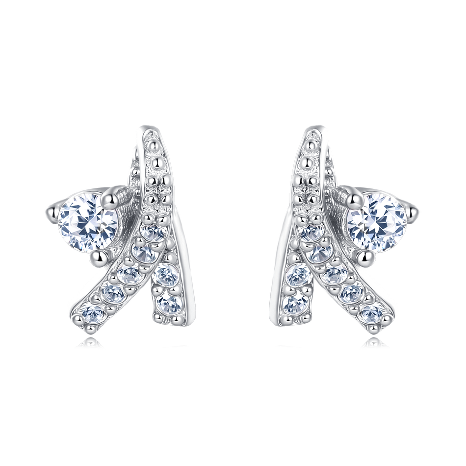 925 Sterling Silver Elegant Silver Starfish Earrings With Zircon Accents