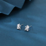 925 Sterling Silver Sparkling Zircon Earrings: Symmetrical Design With Central Gemstones And Accent Stones