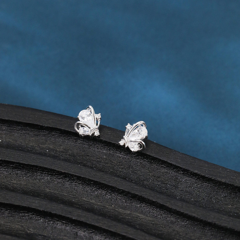 925 Sterling Silver Sparkling Zircon Earrings: Symmetrical Design With Central Gemstones And Accent Stones