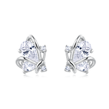 925 Sterling Silver Sparkling Zircon Earrings: Symmetrical Design With Central Gemstones And Accent Stones