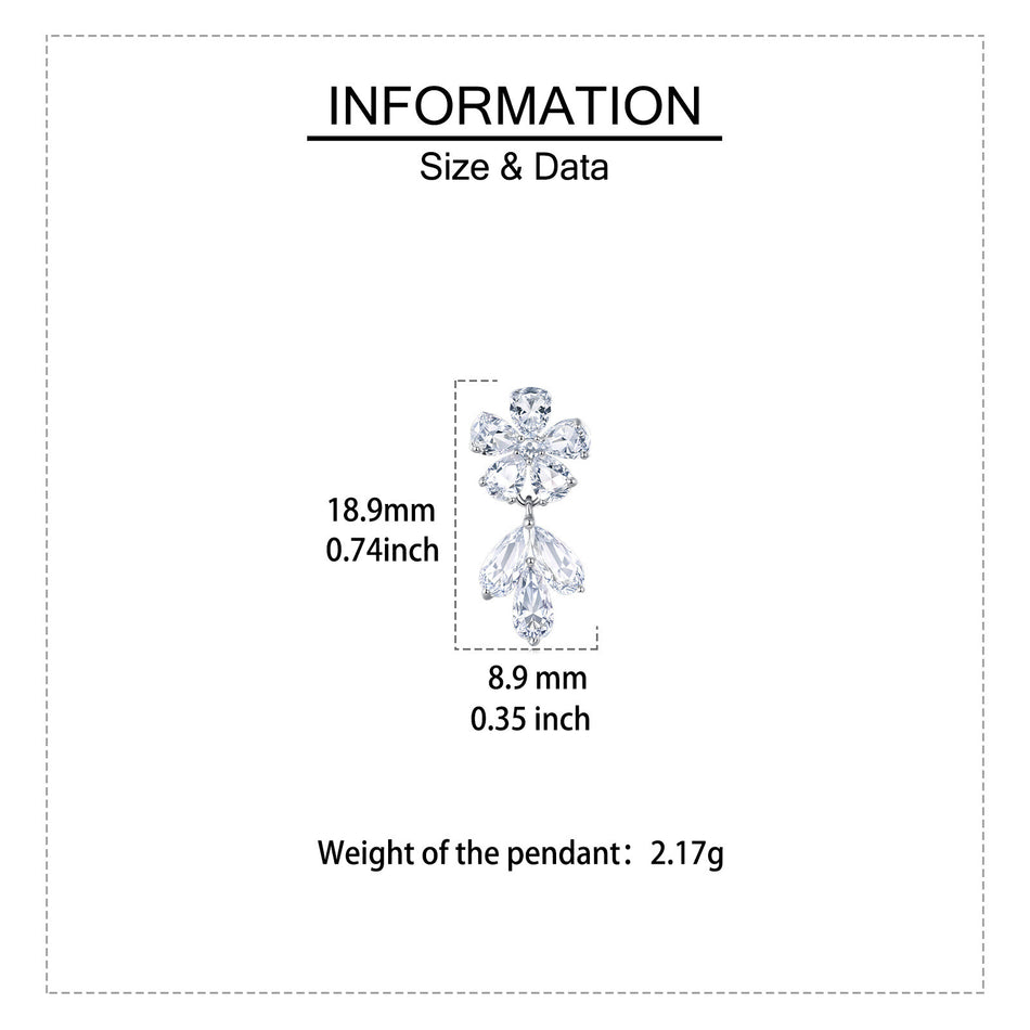 925 Sterling Silver Elegant Zircon Floral Earrings With Cascading Teardrops