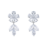 925 Sterling Silver Elegant Zircon Floral Earrings With Cascading Teardrops