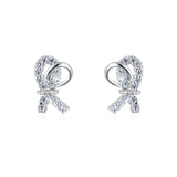 925 Sterling Silver Elegant Zircon-accented Ribbon Stud Earrings