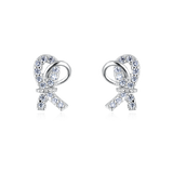 925 Sterling Silver Elegant Zircon-accented Ribbon Stud Earrings