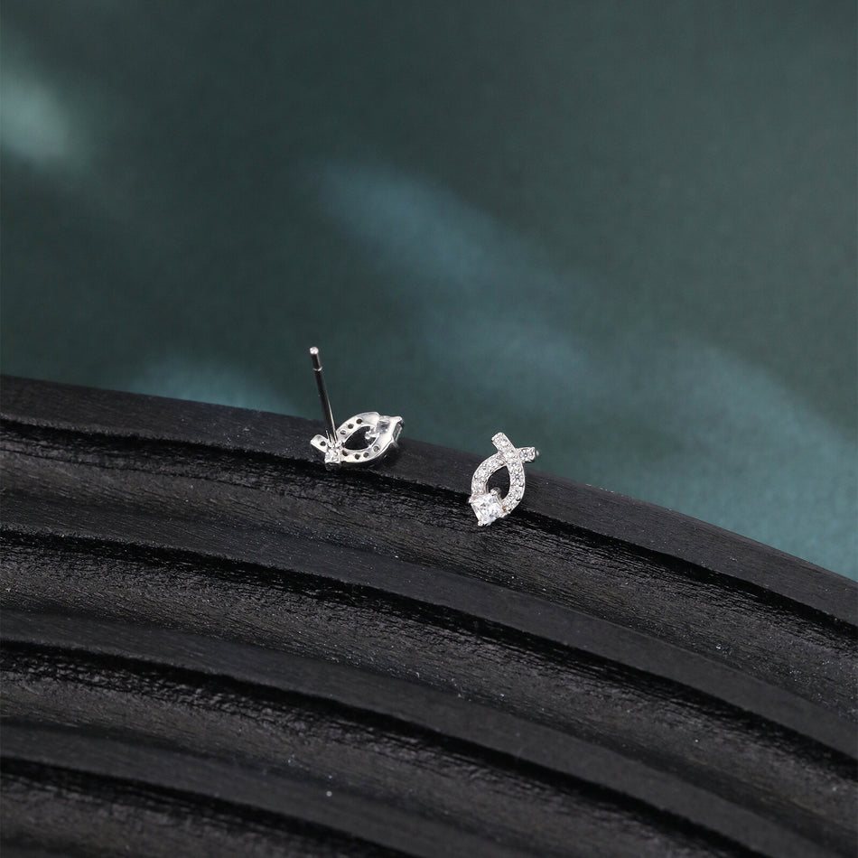 925 Sterling Silver Elegant Zircon Earrings In Silver Setting With Symmetrical Halo Design