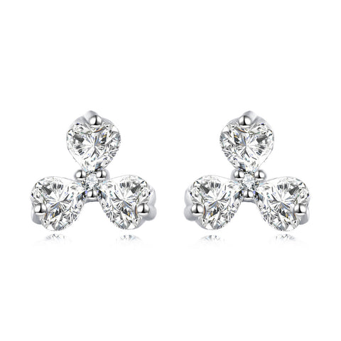 925 Sterling Silver Elegant Floral Stud Earrings With Sparkling Gemstones On Velvet Background