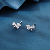 925 Sterling Silver Elegant Zircon Bow Stud Earrings ¨C Luxurious Sterling Silver Jewelry