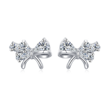 925 Sterling Silver Elegant Zircon Bow Stud Earrings ¨C Luxurious Sterling Silver Jewelry