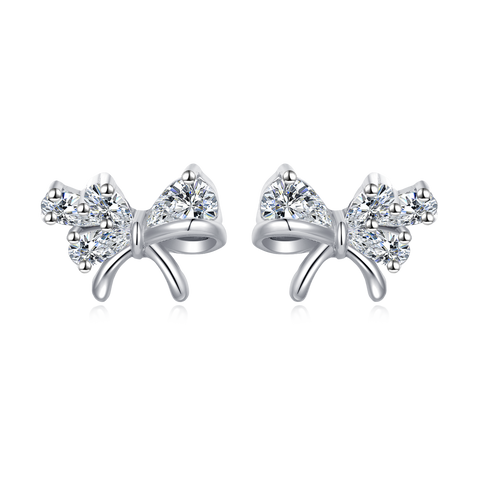925 Sterling Silver Elegant Zircon Bow Stud Earrings ¨C Luxurious Sterling Silver Jewelry