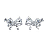 925 Sterling Silver Elegant Zircon Bow Stud Earrings ¨C Luxurious Sterling Silver Jewelry