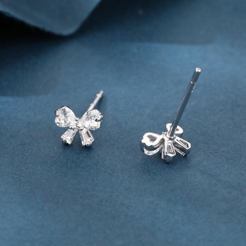 925 Sterling Silver Elegant Butterfly Gemstone Earrings: Sparkling Silver Studs On Deep Blue Velvet
