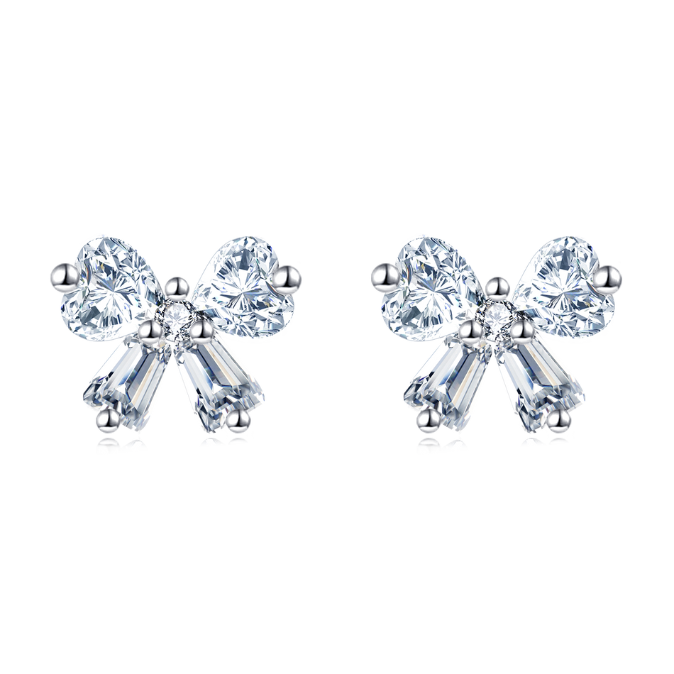 925 Sterling Silver Elegant Butterfly Gemstone Earrings: Sparkling Silver Studs On Deep Blue Velvet