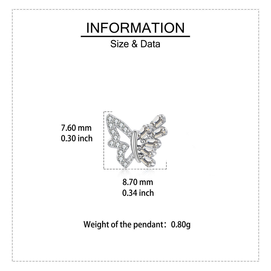 925 Sterling Silver Elegant Zircon Butterfly Stud Earrings On Blue Velvet Background