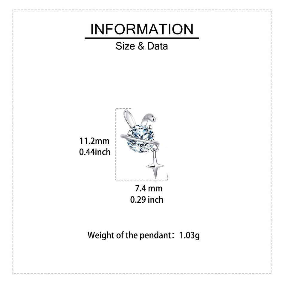 925 Sterling Silver Silver Bunny Earrings With Crystal Center And Star Charm