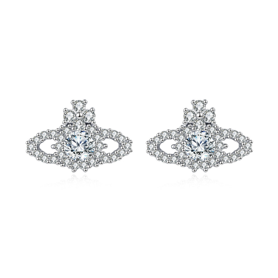 925 Sterling Silver Elegant Zircon Crown Earrings: Luxury Jewelry With Timeless Appeal