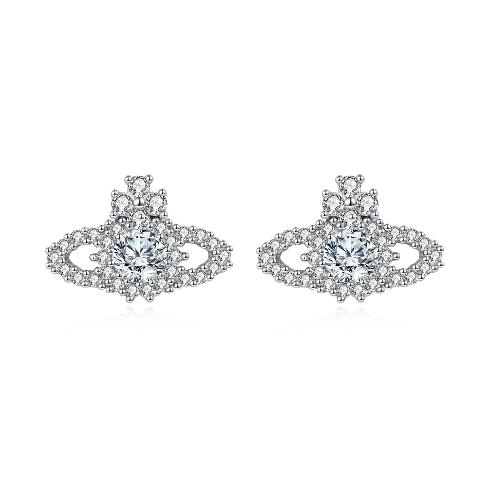 925 Sterling Silver Elegant Zircon Crown Earrings: Luxury Jewelry With Timeless Appeal