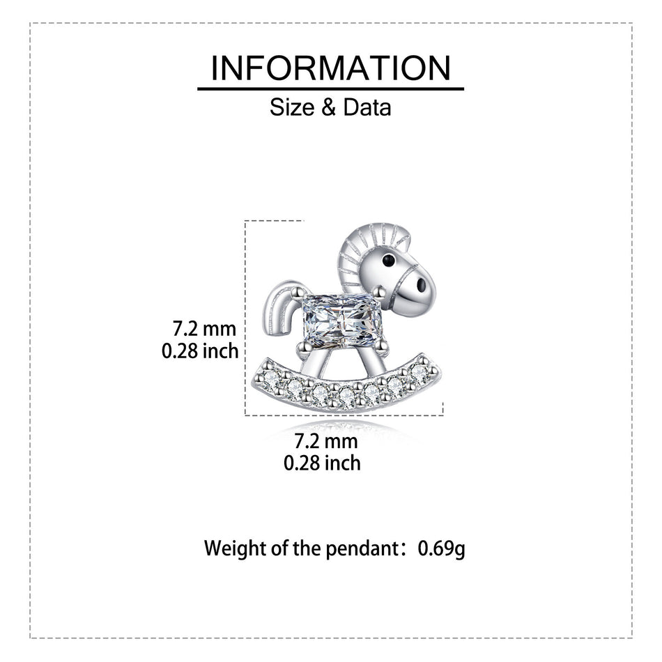 925 Sterling Silver Rocking Horse Zircon Stud Earrings In Sterling Silver