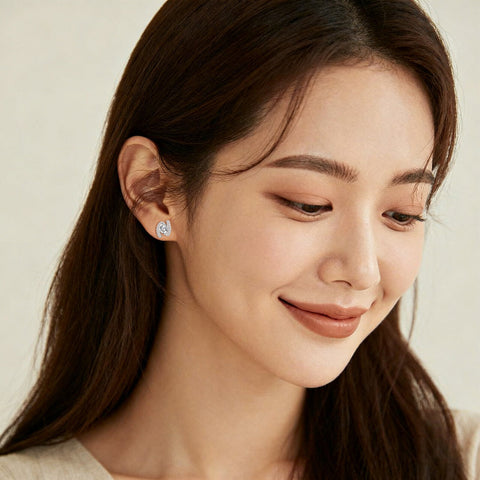 925 Sterling Silver Elegant Silver Horseshoe Stud Earrings With Sparkling Zircon Accents