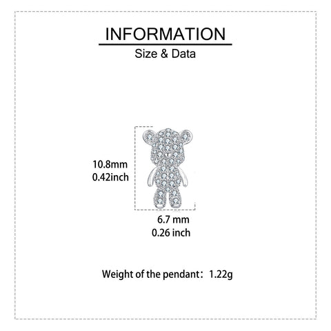 925 Sterling Silver Sparkling Silver Teddy Bear Earrings Embedded With Zircon Accents