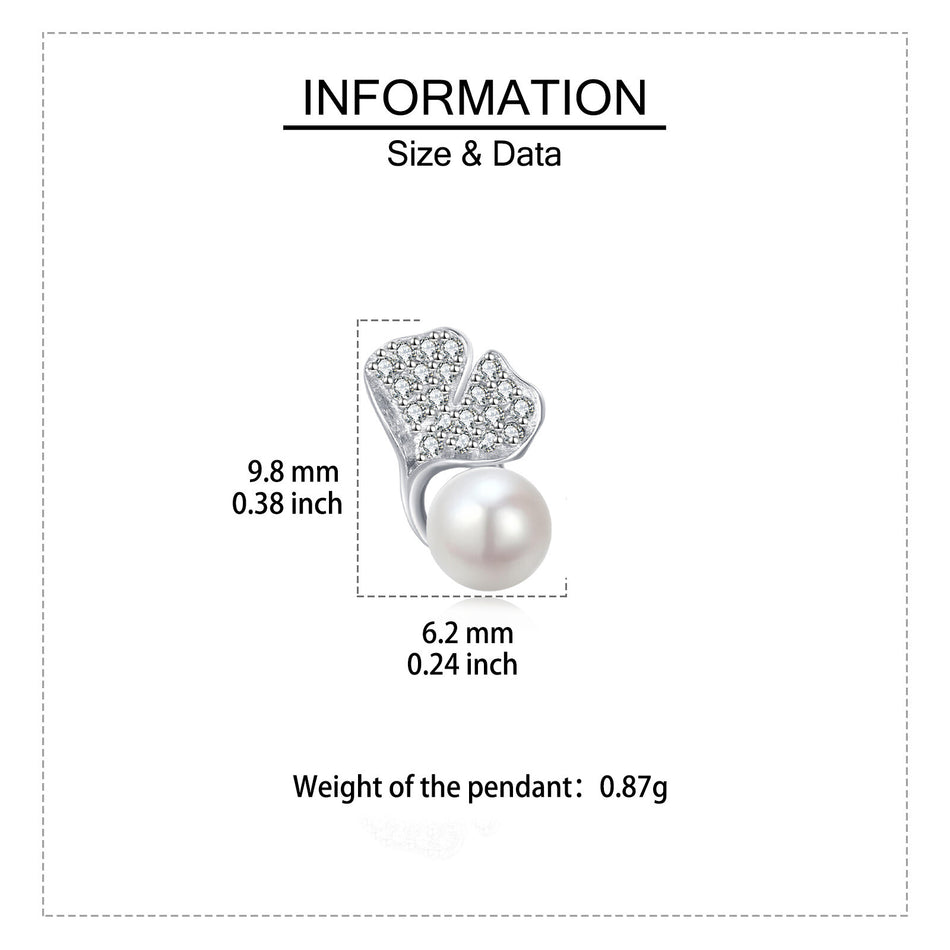 925 Sterling Silver Elegant Pearl Drop Earrings With Zircon-encrusted Leaf Accents