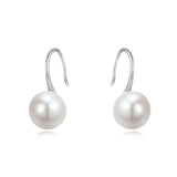 925 Sterling Silver Elegant Pearl Drop Earrings In Sterling Silver