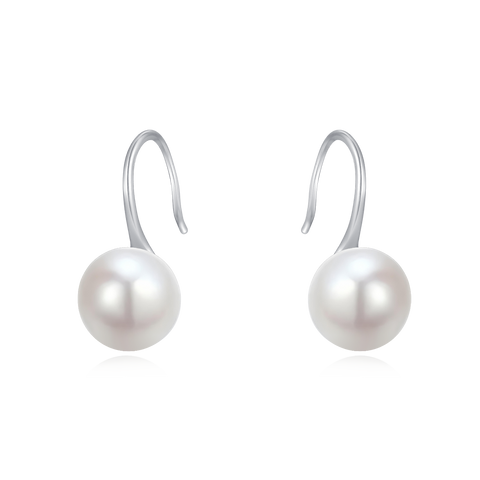 925 Sterling Silver Elegant Pearl Drop Earrings In Sterling Silver